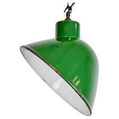 Industrial British Green Enamel Factory Pendant Lamp, 1960s