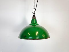 Industrial British Green Enamel Factory Pendant Lamp from Maxlume, 1960s