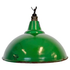 Industrial British Green Enamel Factory Pendant Lamp from Maxlume, 1960s