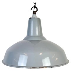 Lampada a sospensione industriale britannica a smalto grigio, anni '60