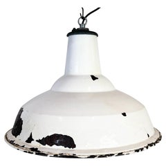 Industrial British White Enamel Factory Pendant Lamp from Benjamin, 1960s