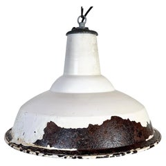 Industrial British White Enamel Factory Pendant Lamp from Benjamin, 1960s