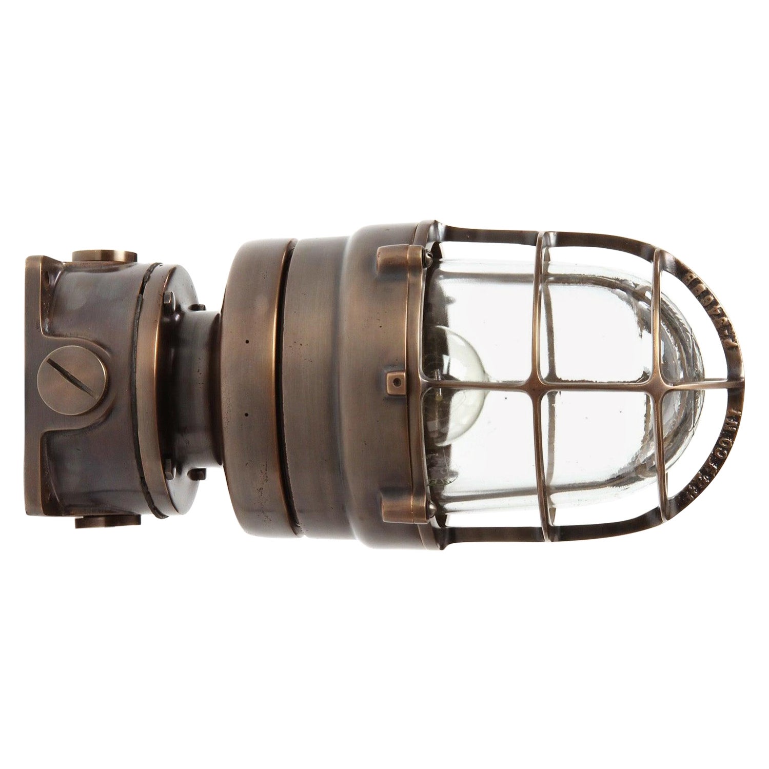 Lampada a gabbia in bronzo industriale di Russell & Stoll Co. in vendita