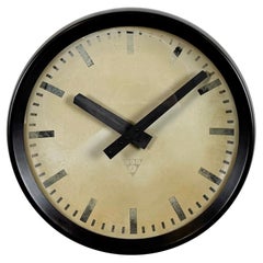 Industrial Brown Bakelite Factory Wall Clock from Pragotron, 1960s