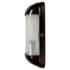 Industrial Brown Bakelite Wall Light with Milk Glass, 1950s