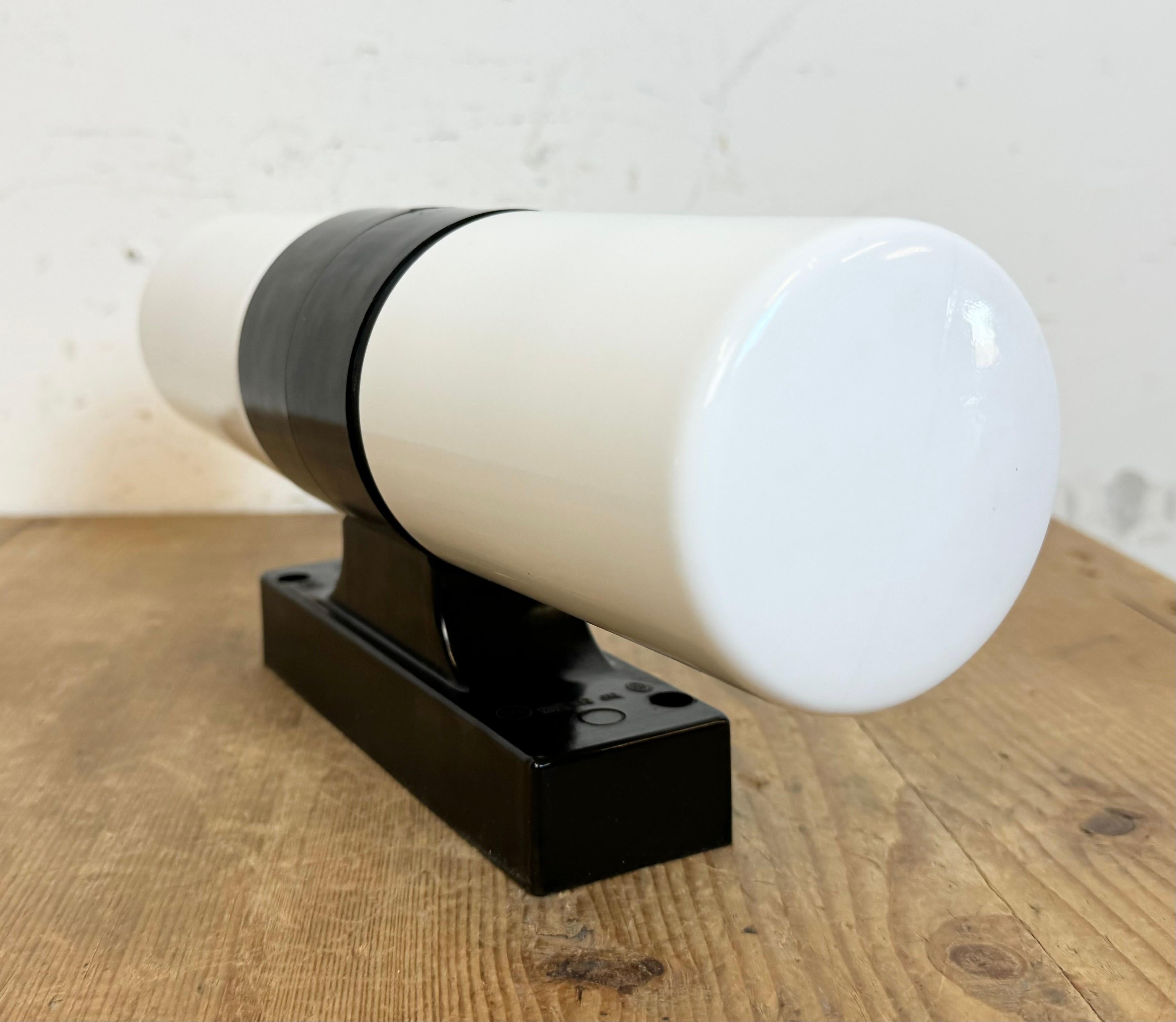 Industrial Brown Bakelite Wall Light with Milk Glass, 1960s For Sale 5