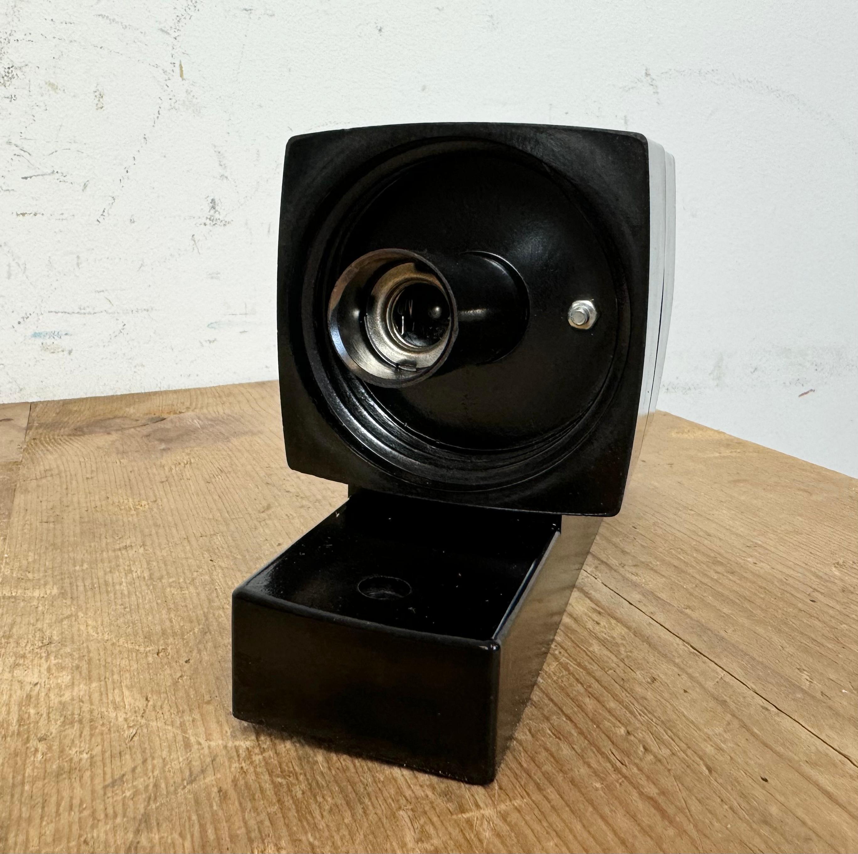 Industrial Brown Bakelite Wall Light with Milk Glass, 1960s 5
