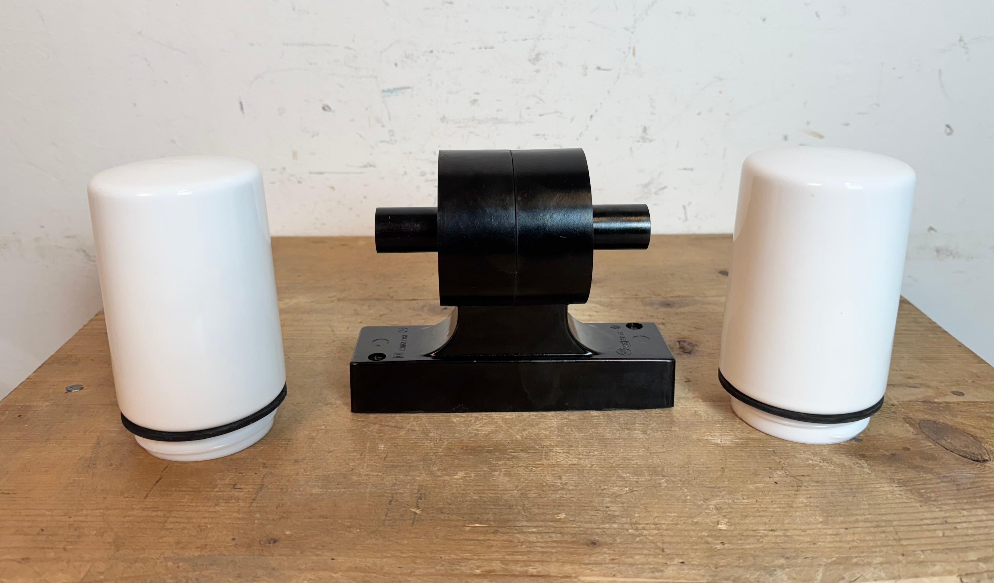 Industrial Brown Bakelite Wall Light with Milk Glass, 1960s For Sale 5