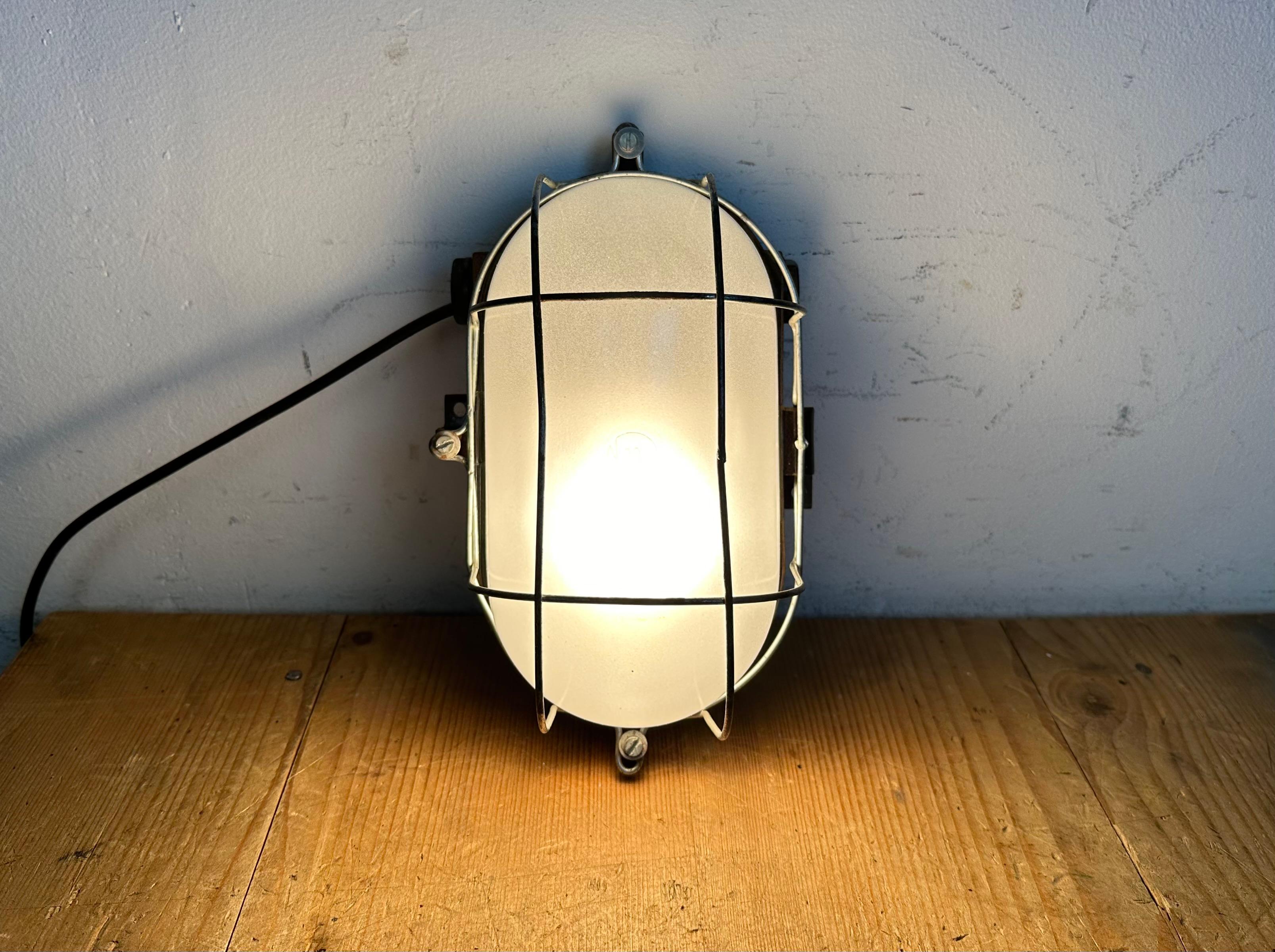 Industrial Brown Bakelite Wall Light with Milk Glass, 1960s For Sale 6