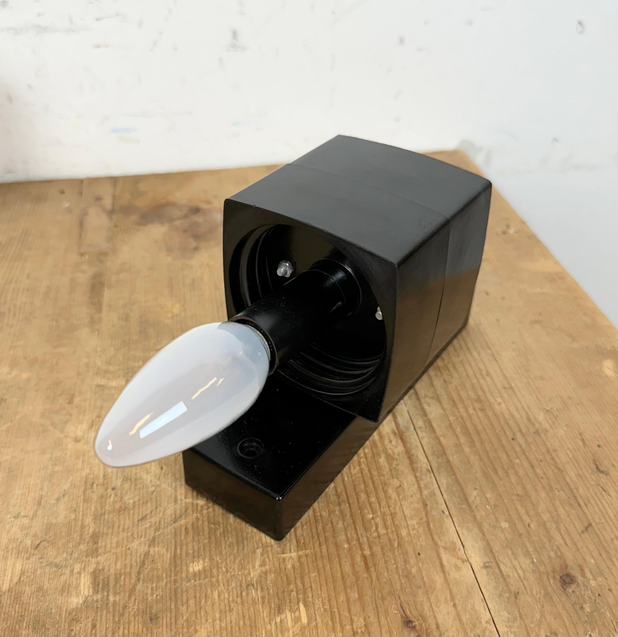 Industrial Brown Bakelite Wall Light with Milk Glass, 1960s 6