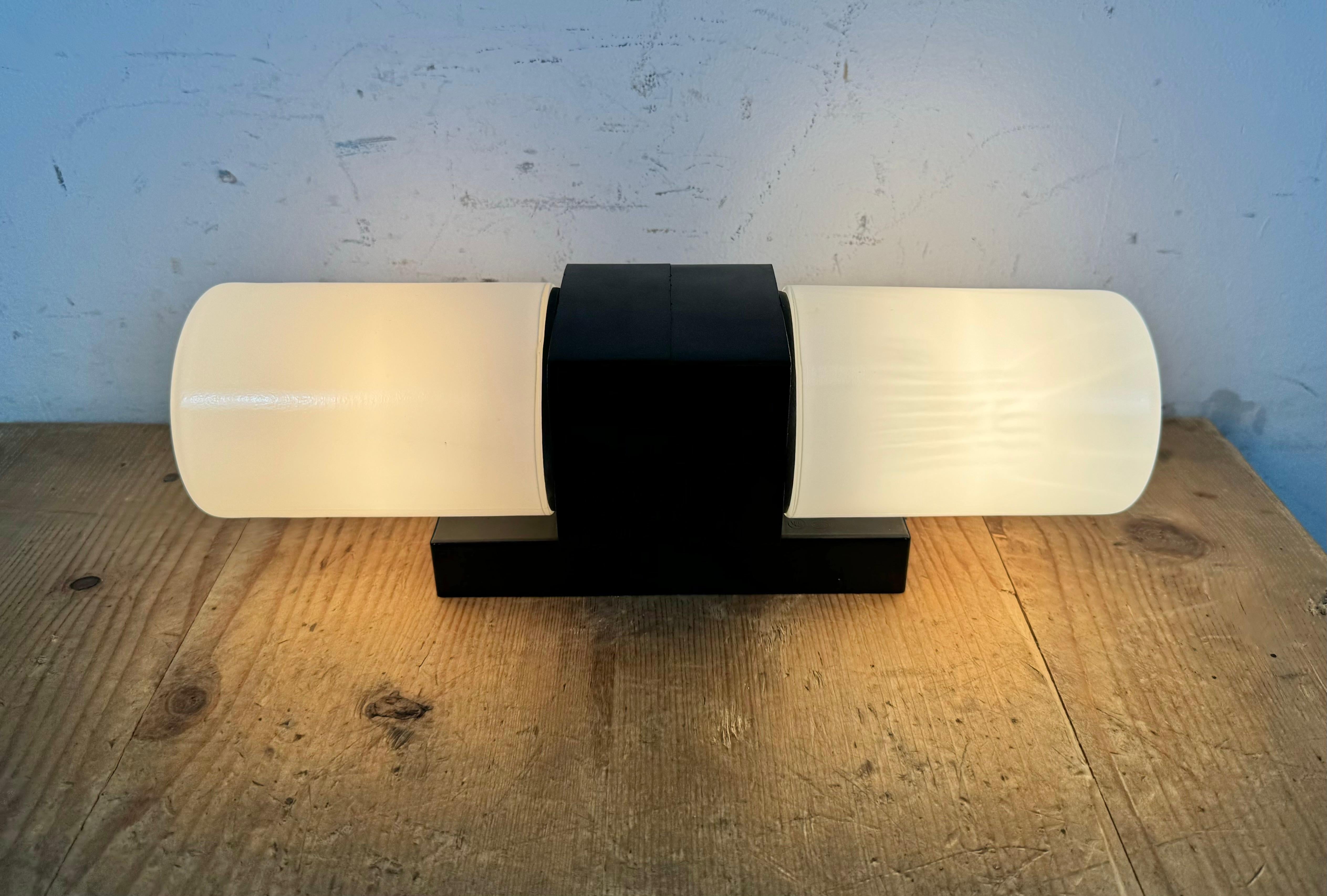 Industrial Brown Bakelite Wall Light with Milk Glass, 1960s 7