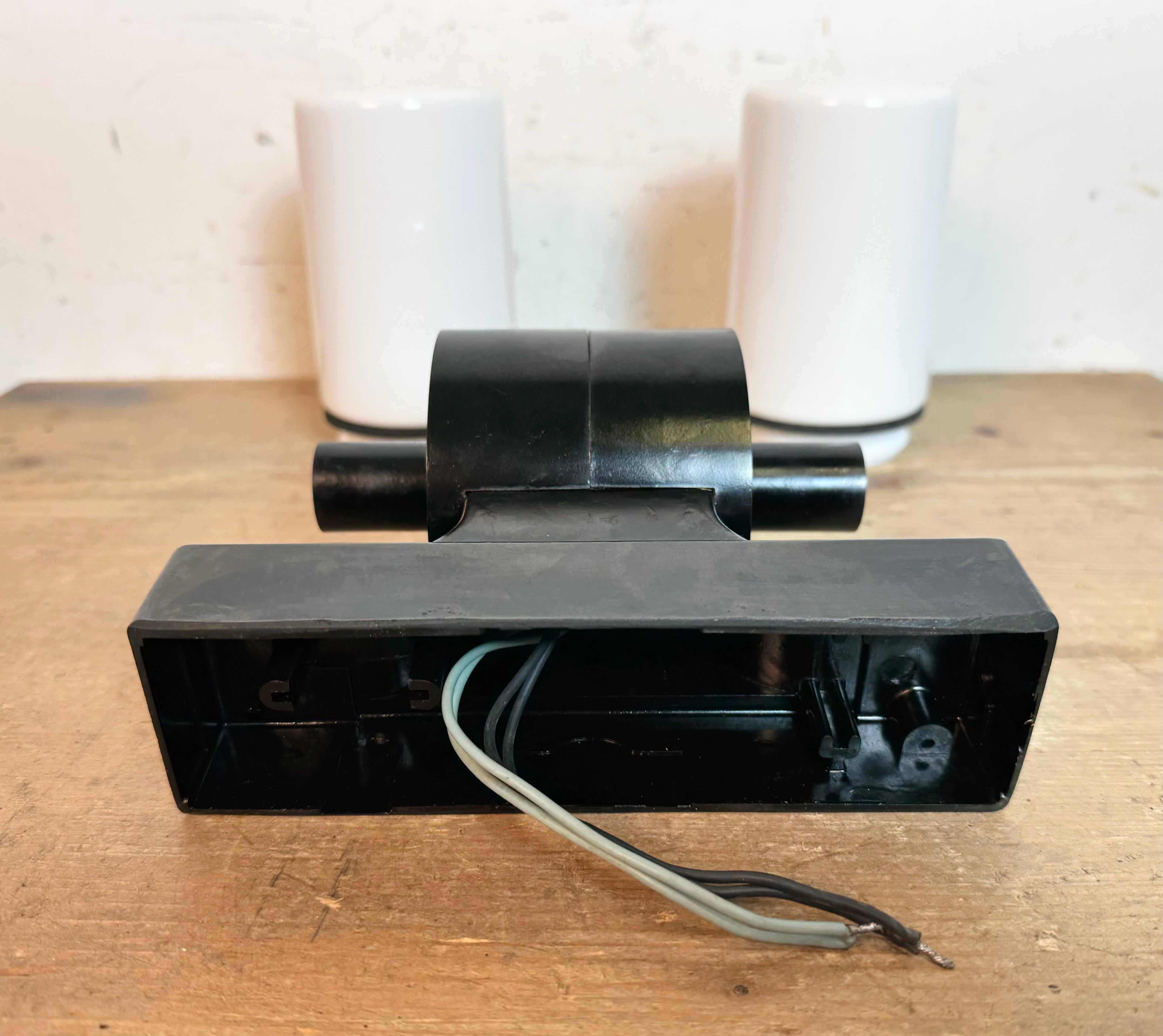 Industrial Brown Bakelite Wall Light with Milk Glass, 1960s For Sale 7