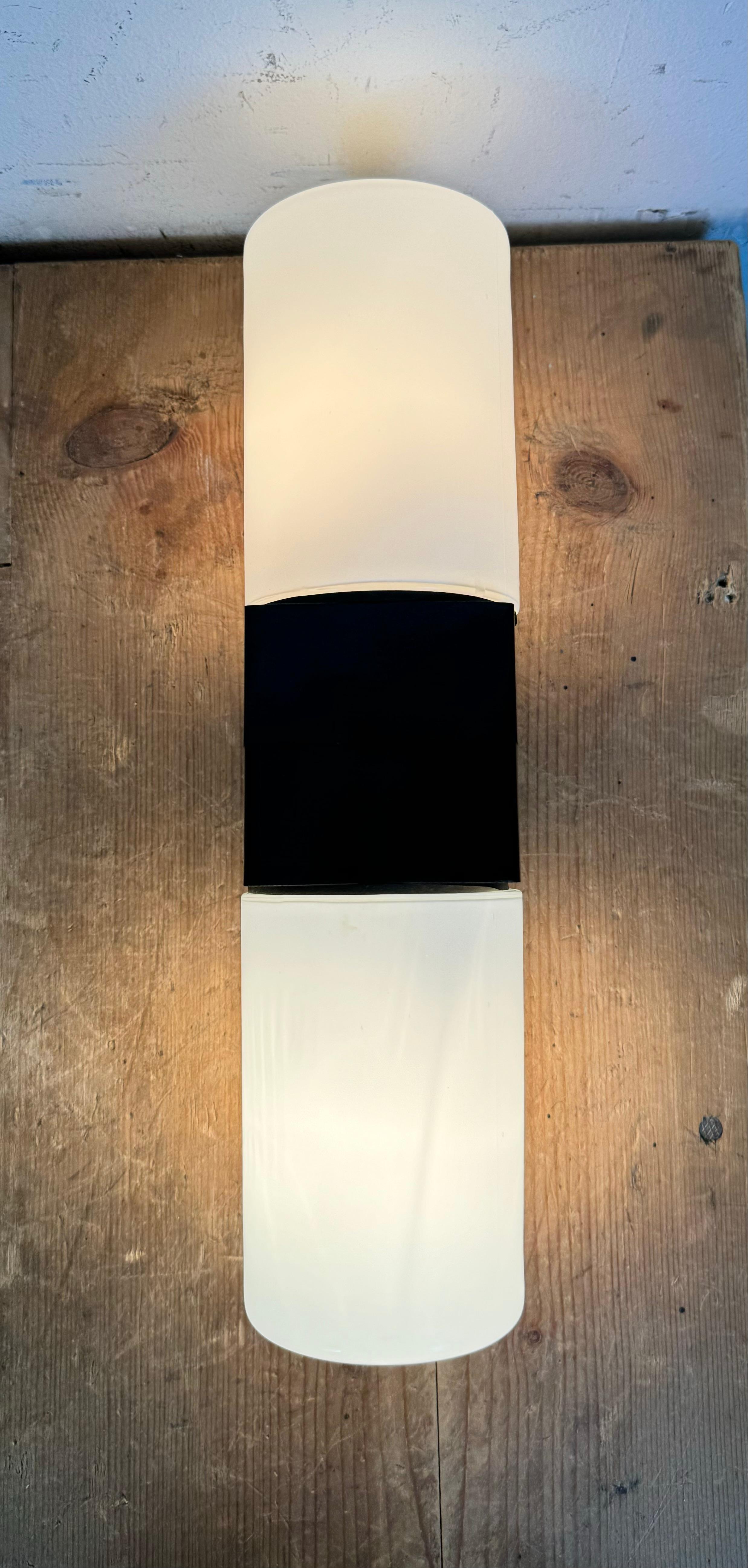 Industrial Brown Bakelite Wall Light with Milk Glass, 1960s 8