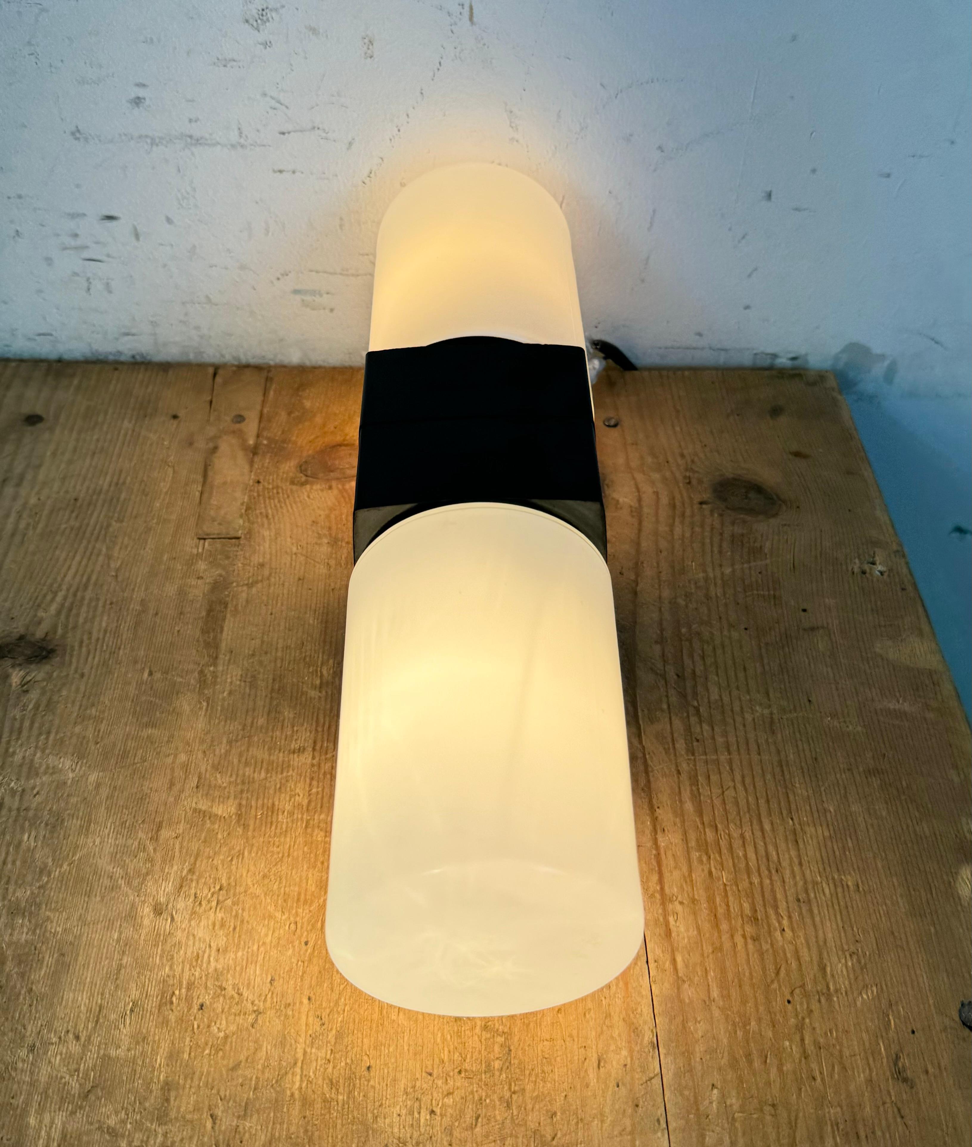 Industrial Brown Bakelite Wall Light with Milk Glass, 1960s 9