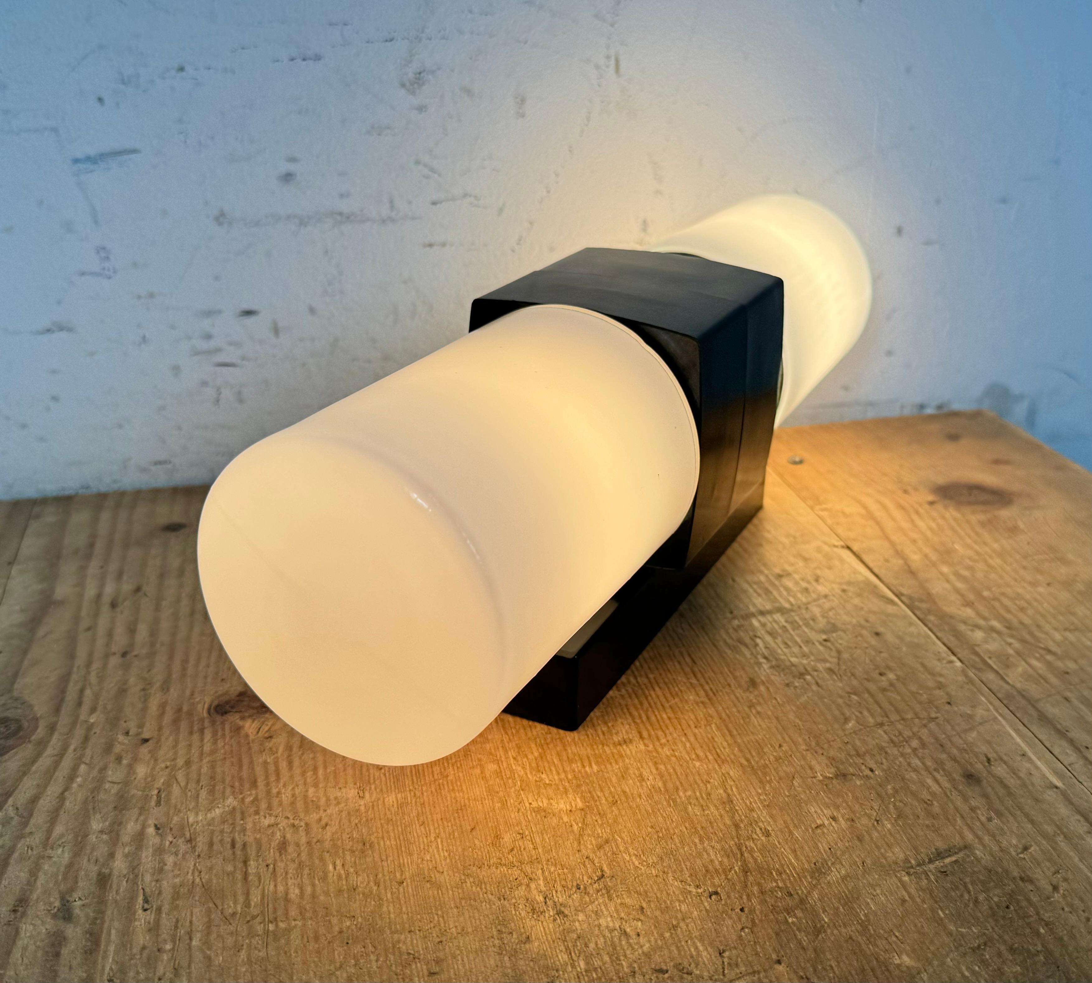 Industrial Brown Bakelite Wall Light with Milk Glass, 1960s 10