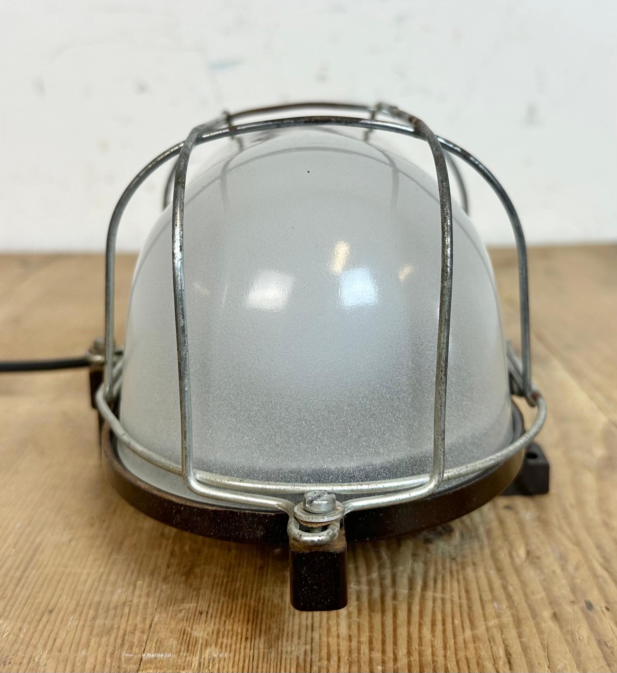 20th Century Industrial Brown Bakelite Wall Light with Milk Glass, 1960s For Sale