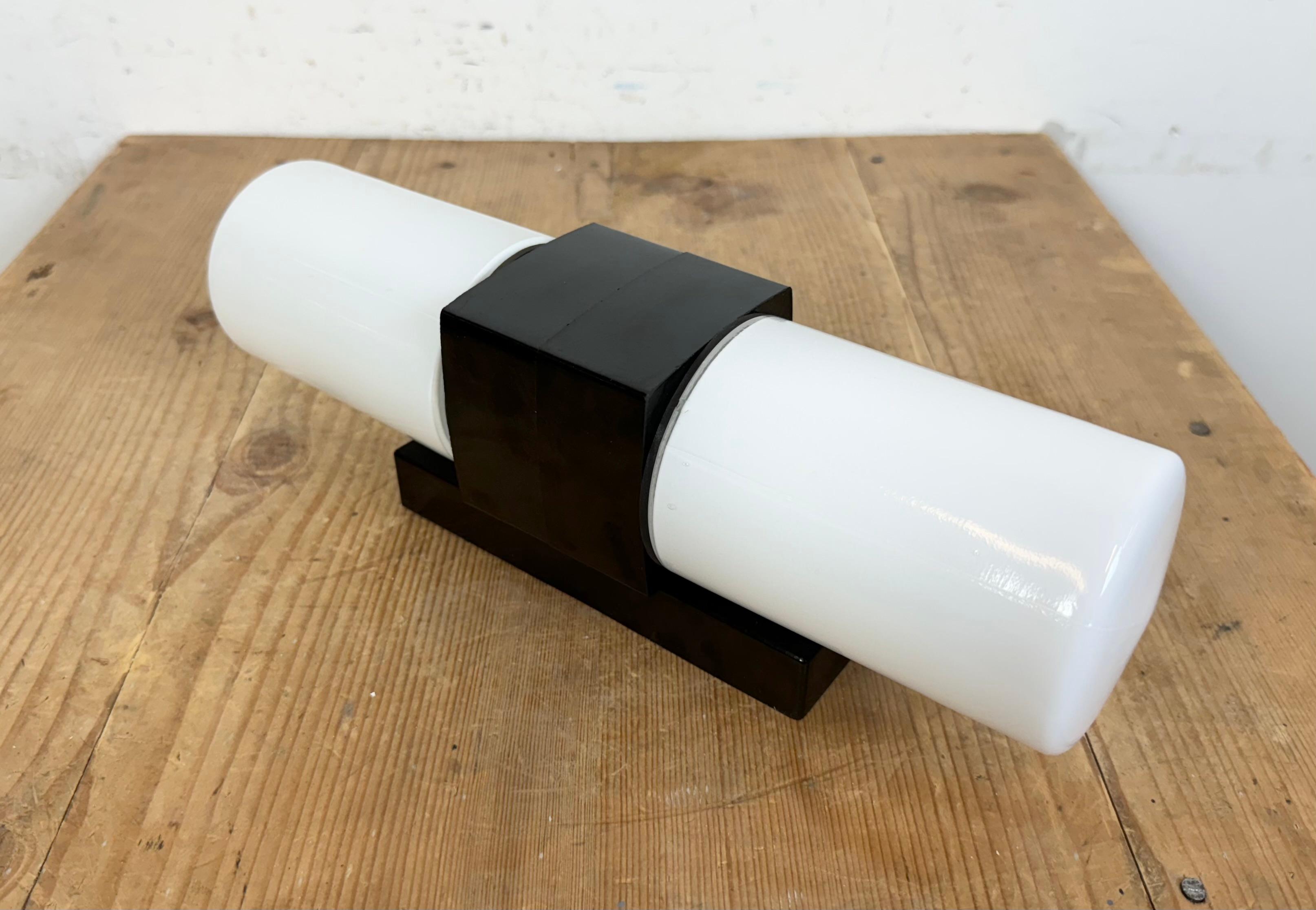 20th Century Industrial Brown Bakelite Wall Light with Milk Glass, 1960s