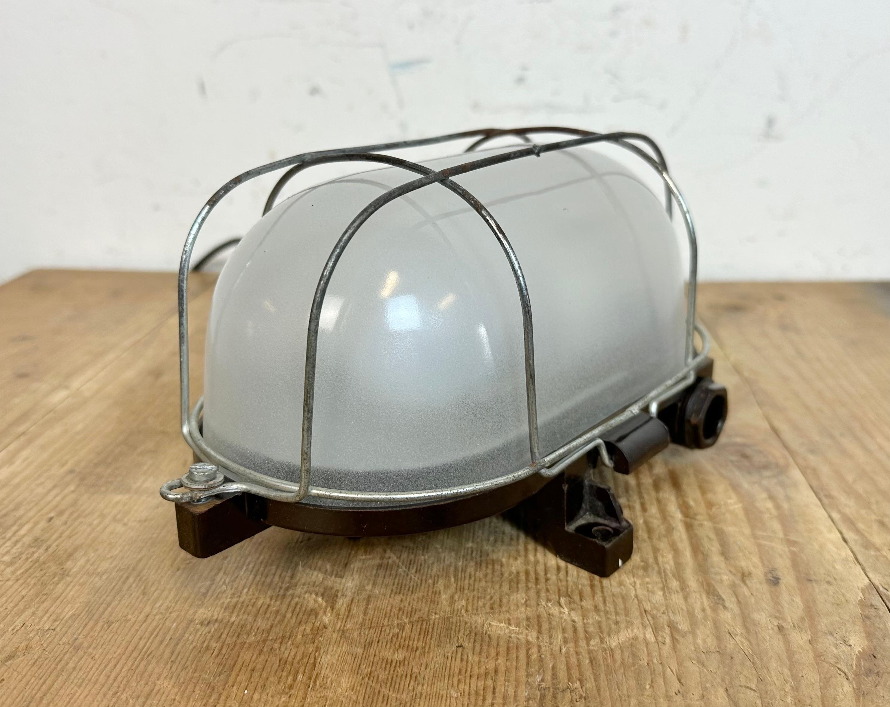 Industrial Brown Bakelite Wall Light with Milk Glass, 1960s For Sale 1