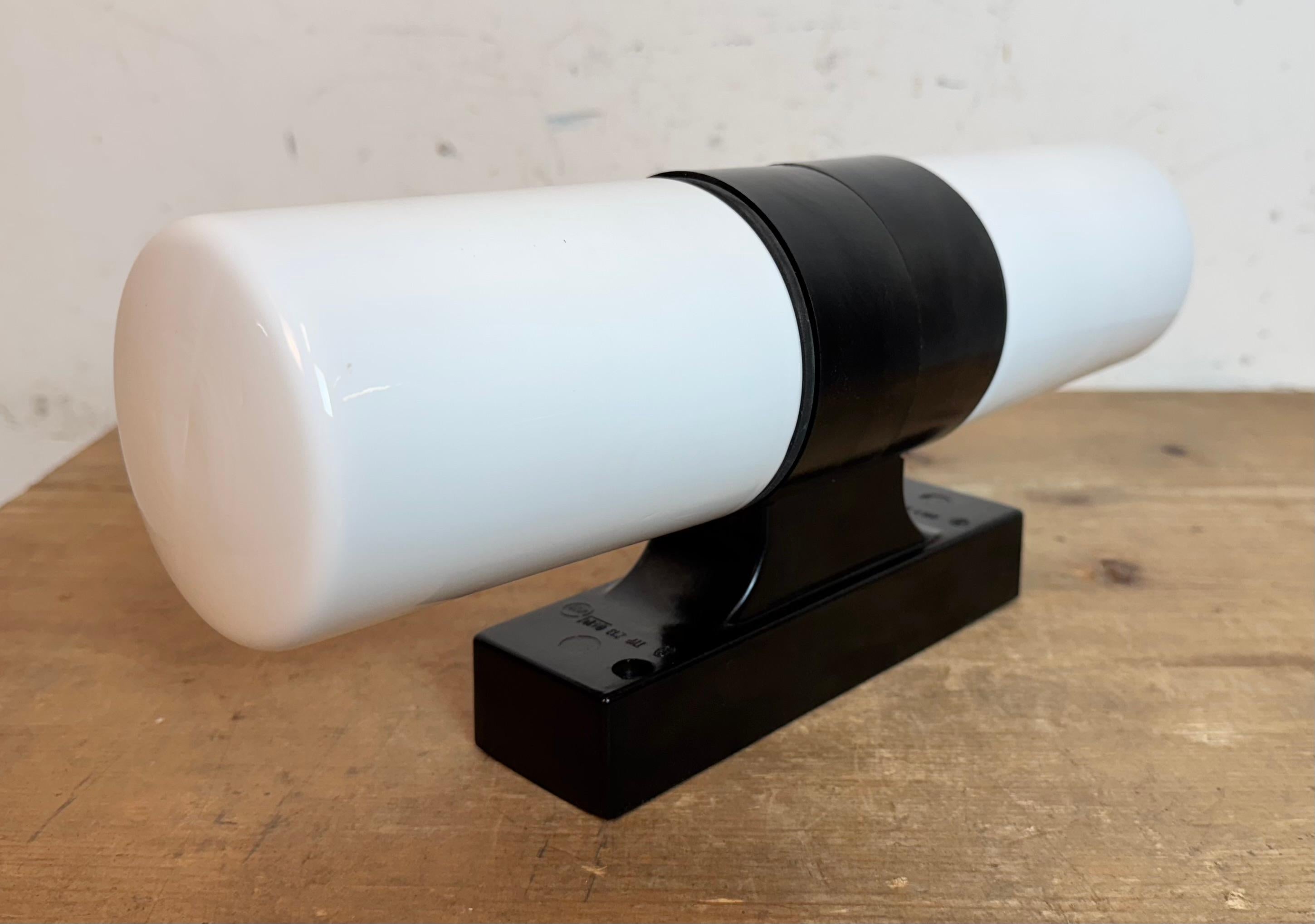 Industrial Brown Bakelite Wall Light with Milk Glass, 1960s For Sale 2