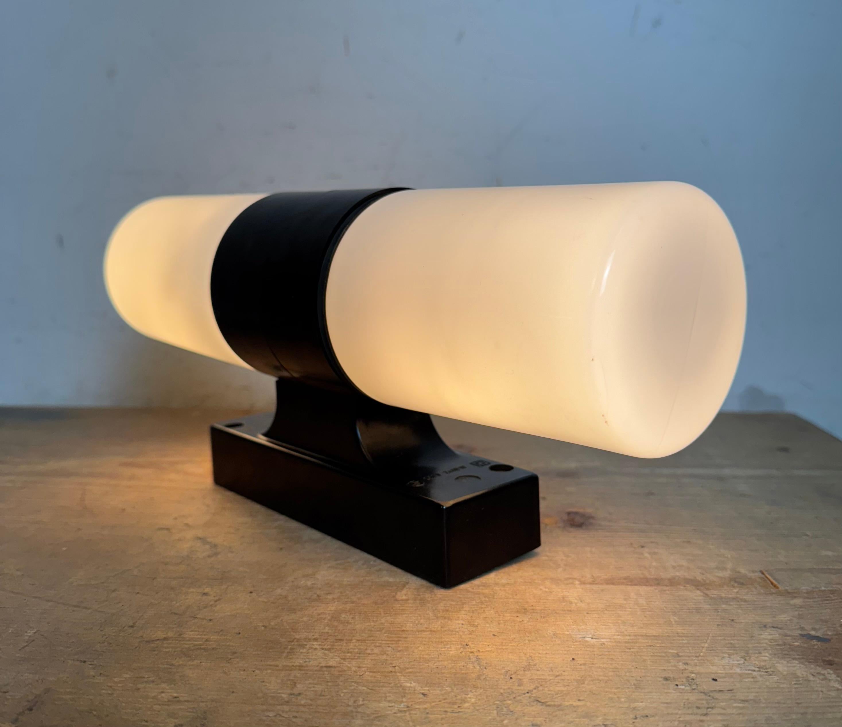 Industrial Brown Bakelite Wall Light with Milk Glass, 1960s For Sale 4