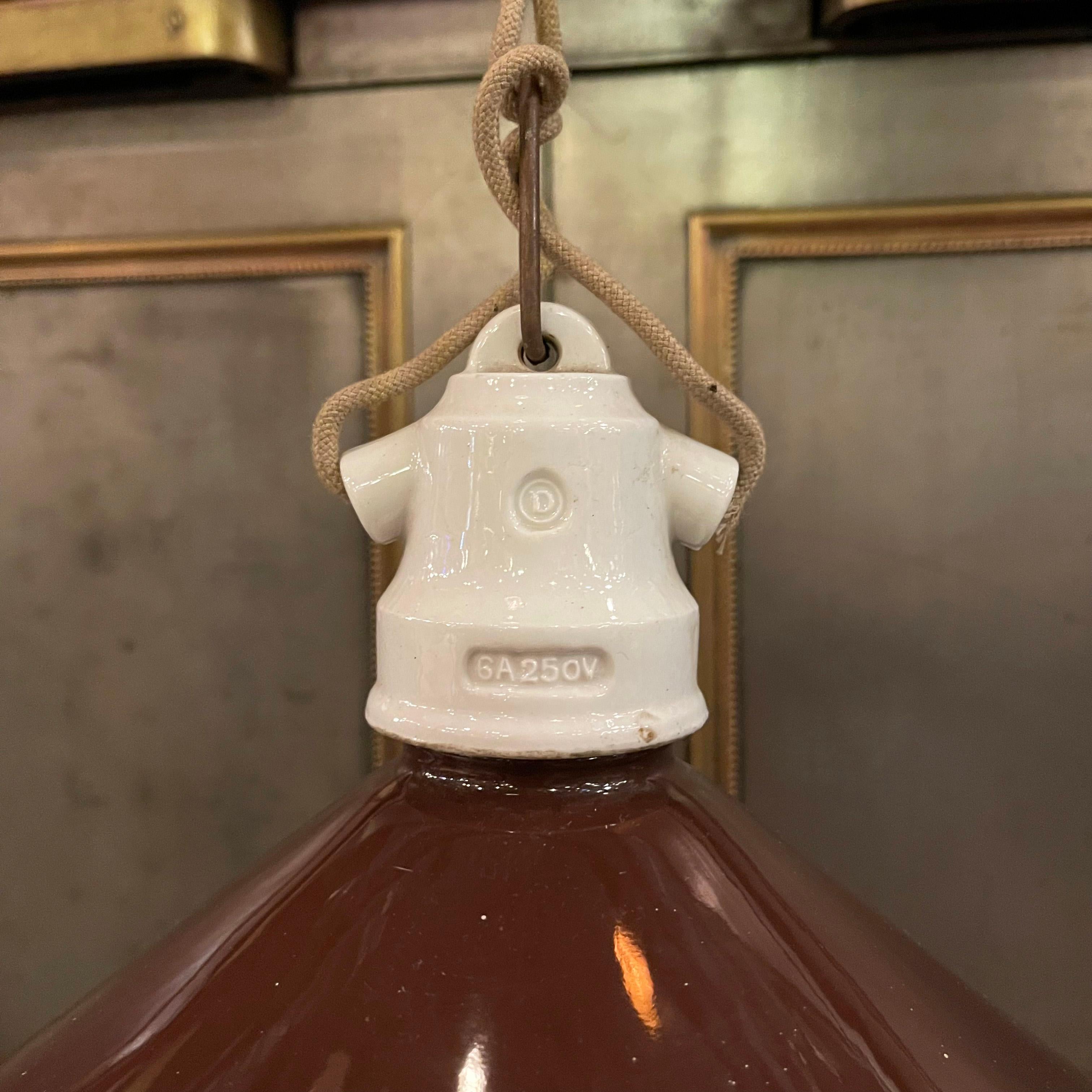 Industrial Brown Enamel Cone Factory Pendant Light For Sale 3
