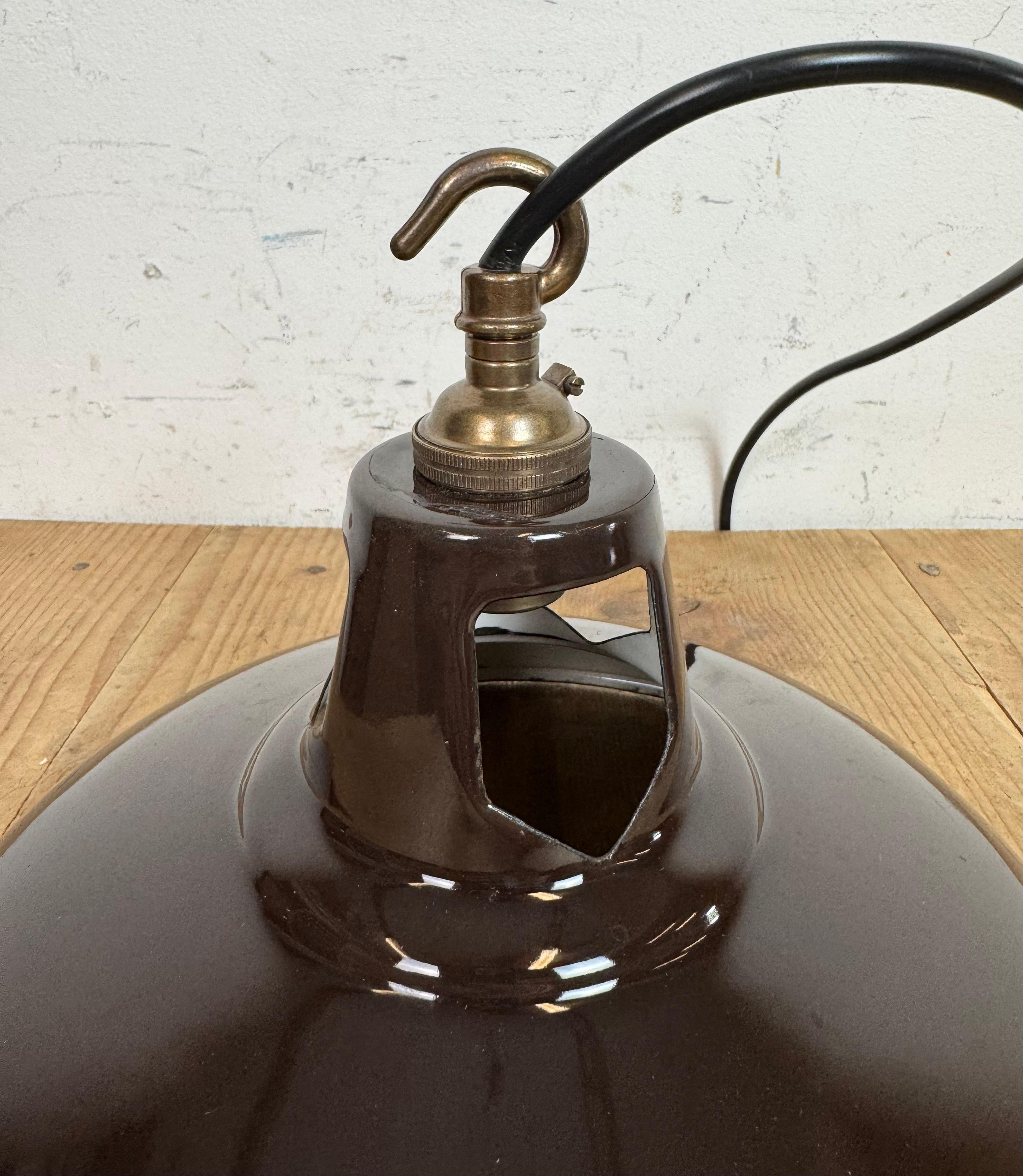 Industrial Brown Enamel Factory Pendant Lamp , 1960s For Sale 7