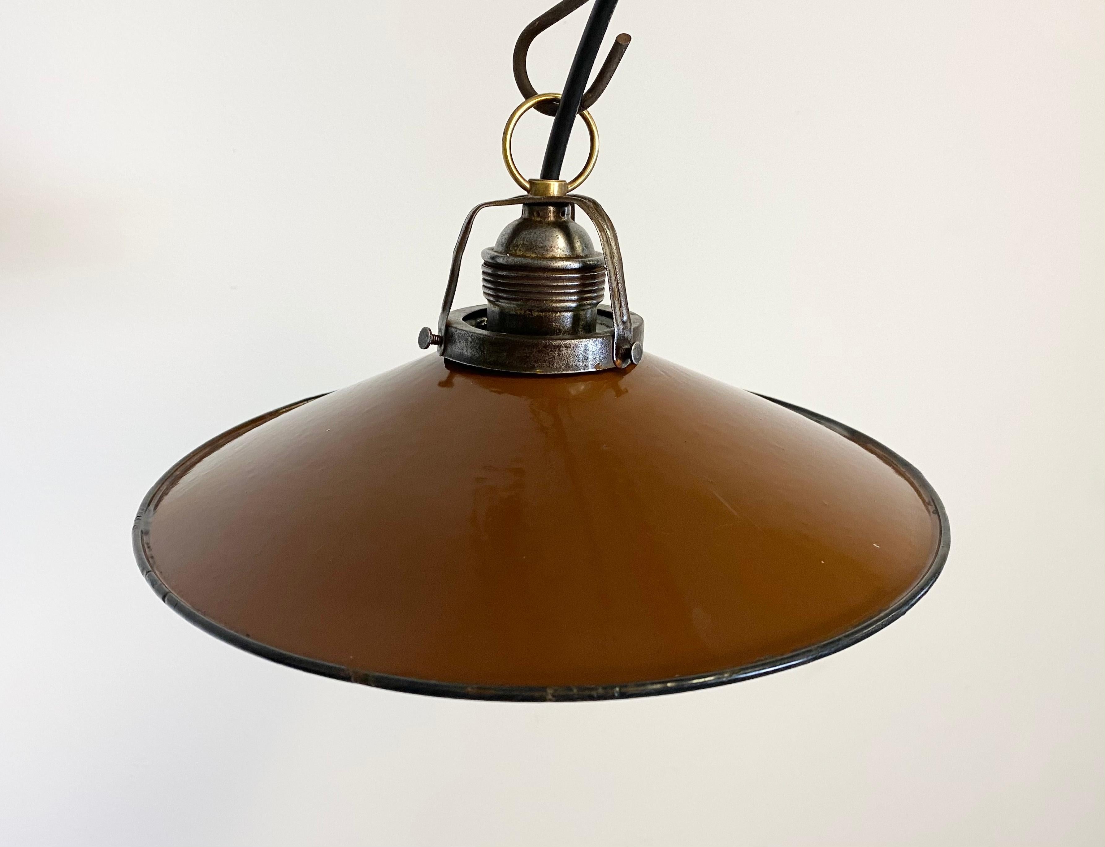 Industrial Brown Enamel Light, 1930s 4