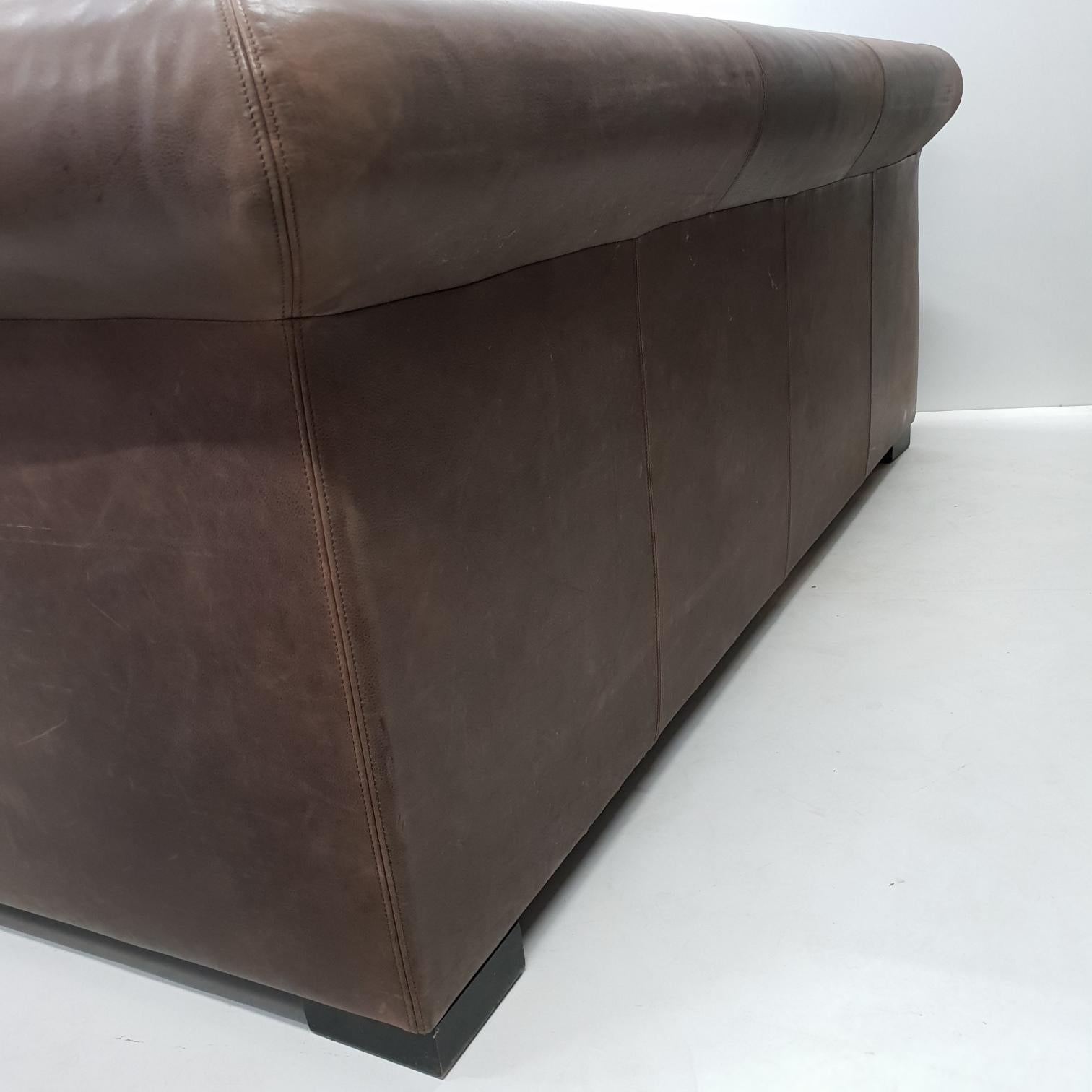 Industrial Brown Leather 3-Seat Sofa Model Alfred P. by Marco Milisich for Bax For Sale 2