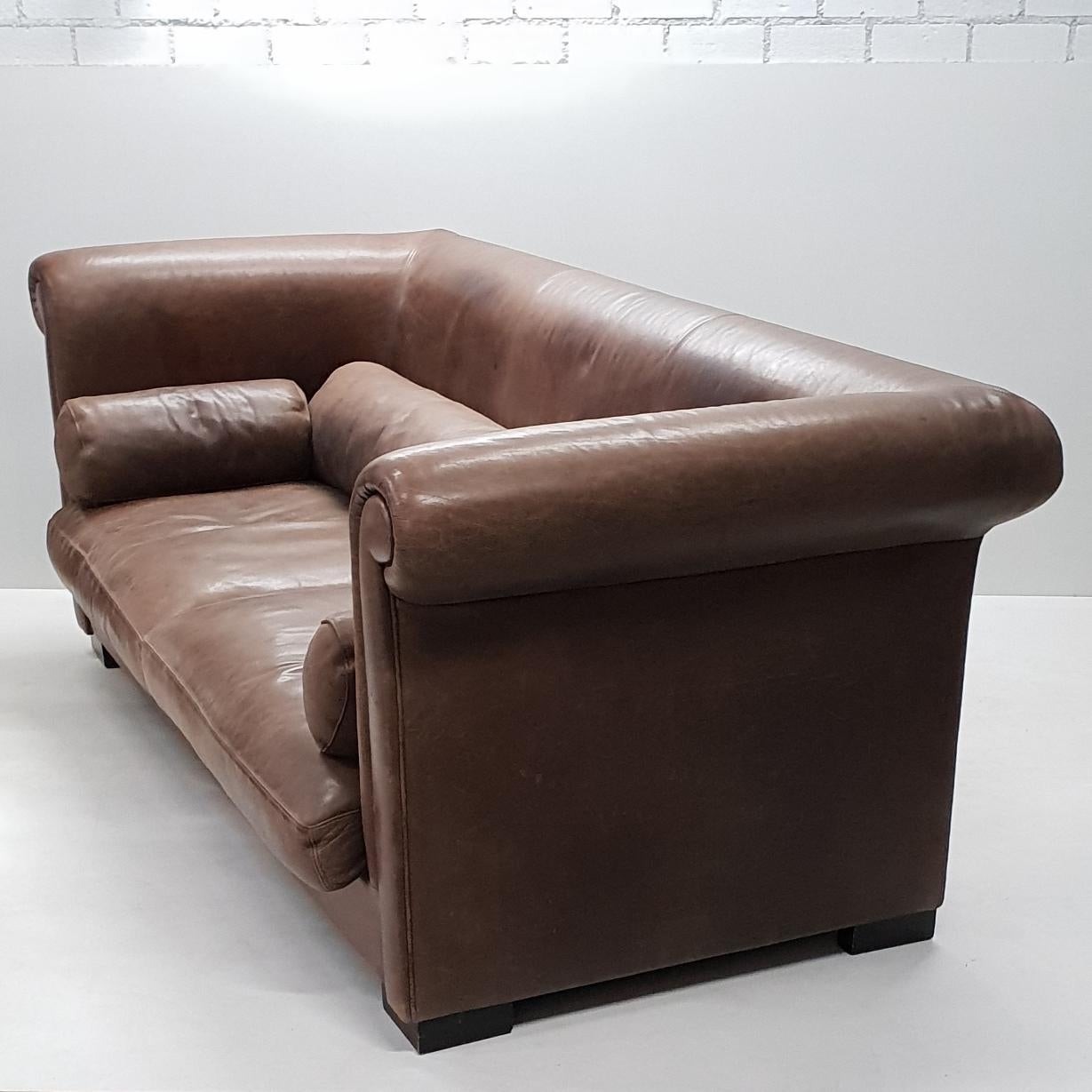 Braunes Industrielles 3-Sitz-Sofa aus Leder Modell Alfred P. von Marco Milisich für Bax (Italienisch) im Angebot