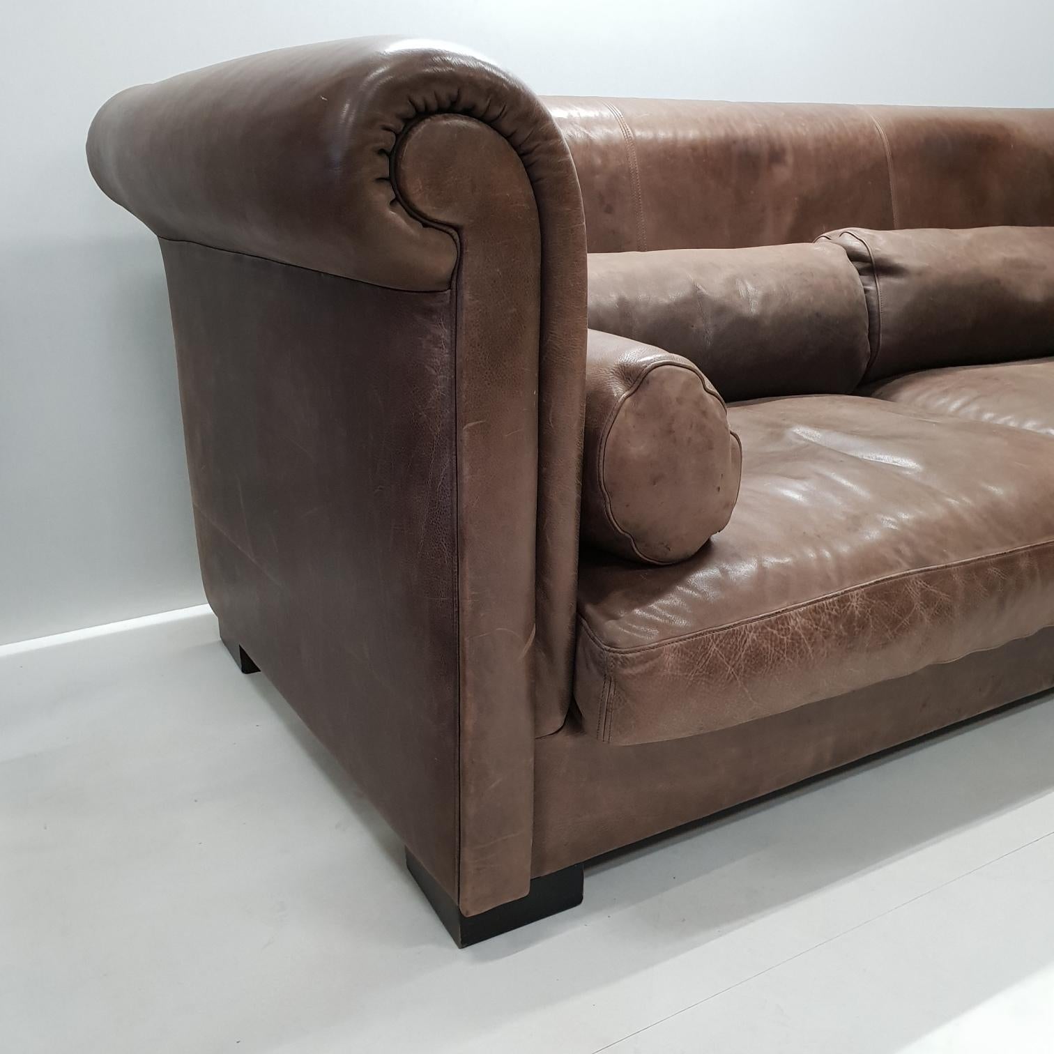 Braunes Industrielles 3-Sitz-Sofa aus Leder Modell Alfred P. von Marco Milisich für Bax (20. Jahrhundert) im Angebot