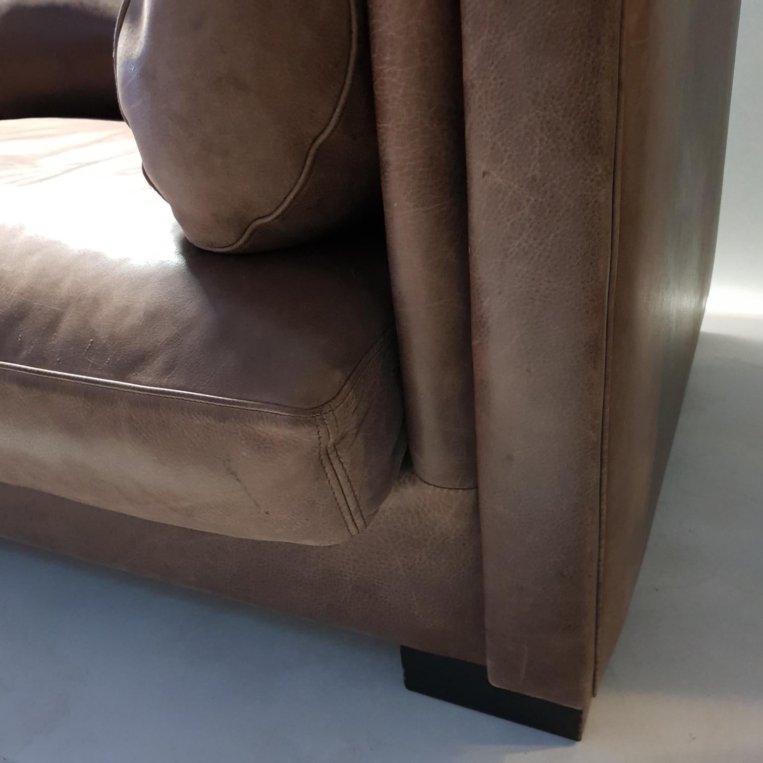 20th Century Industrial Brown Leather 3-Seat Sofa Model Alfred P. by Marco Milisich for Bax For Sale