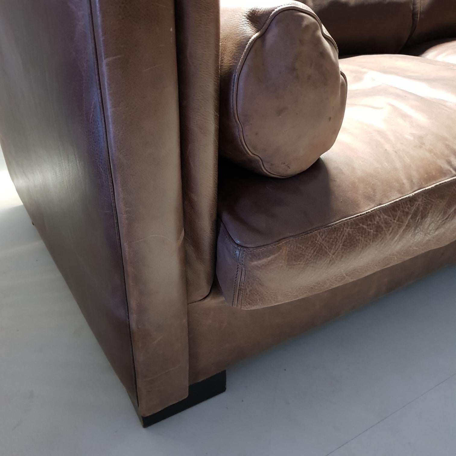 Industrial Brown Leather 3-Seat Sofa Model Alfred P. by Marco Milisich for Bax For Sale 1