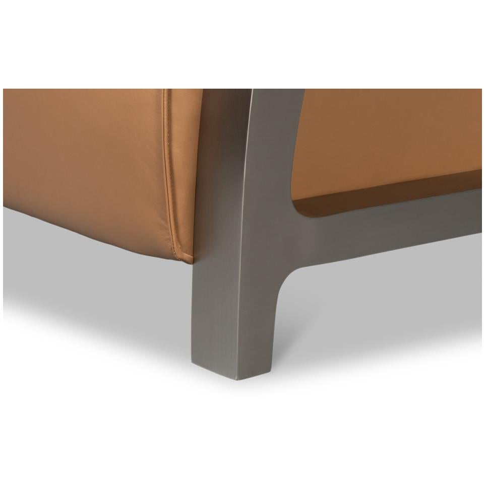Fauteuil industriel en cuir brun en vente 4