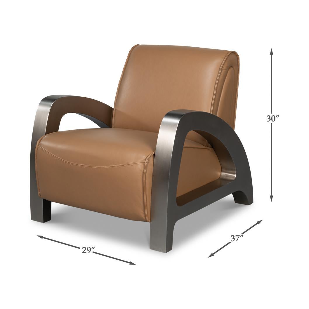Fauteuil industriel en cuir brun en vente 5