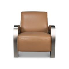 Industrial Brown Leather Armchair