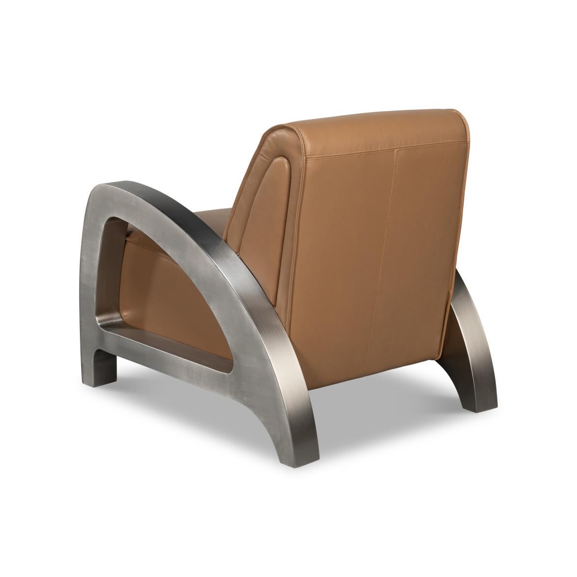 XXIe siècle et contemporain Fauteuil industriel en cuir brun en vente