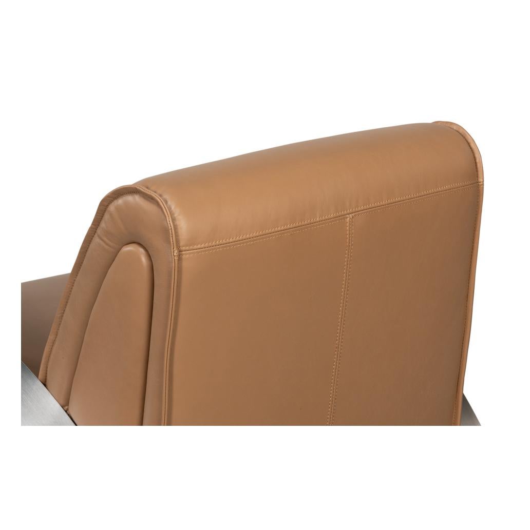Fauteuil industriel en cuir brun en vente 1