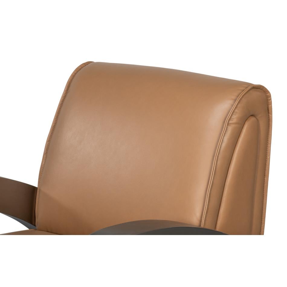 Fauteuil industriel en cuir brun en vente 2