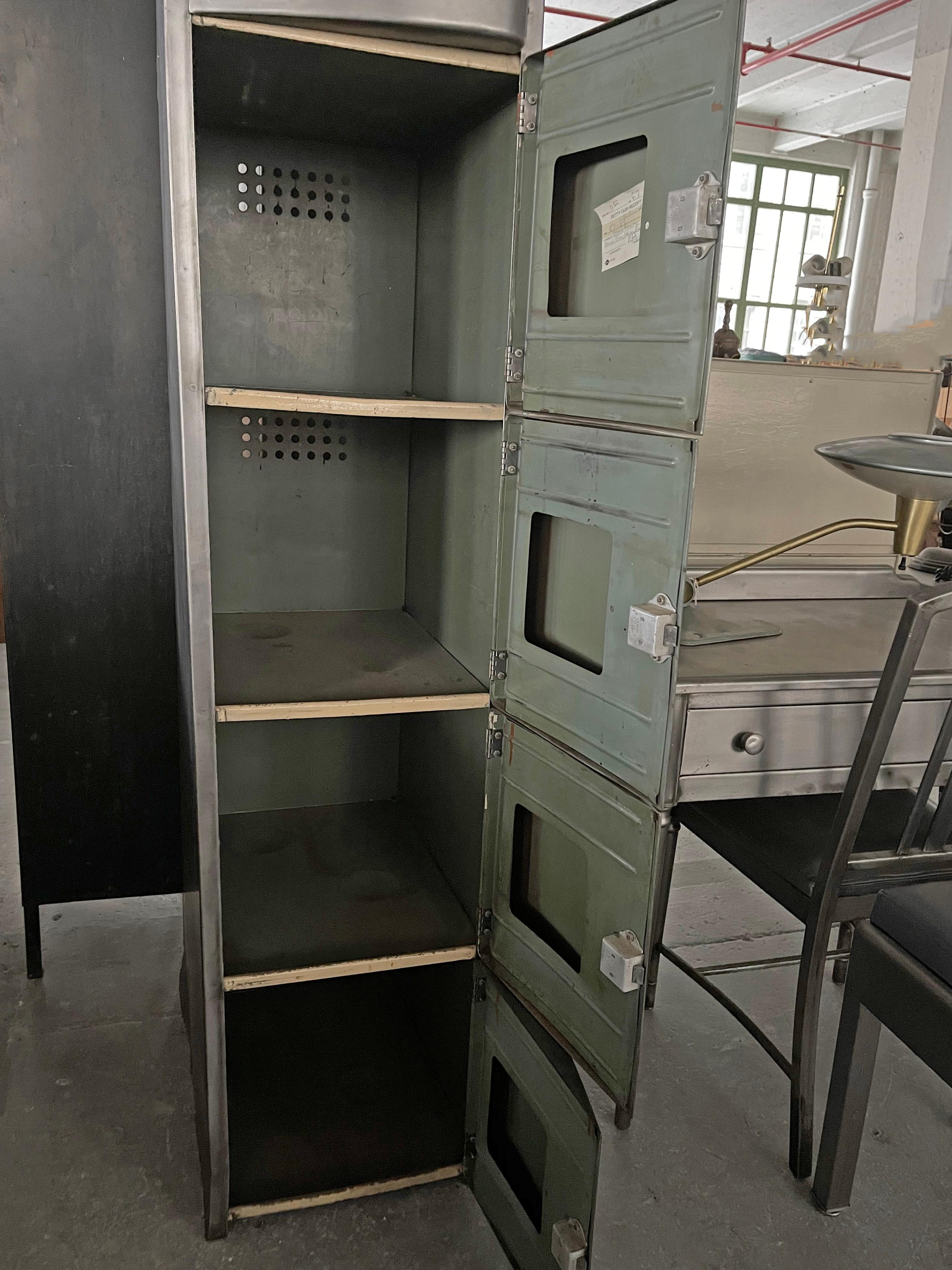 Industrial Brushed Steel Brunswick Bowling Locker In Good Condition For Sale In Brooklyn, NY