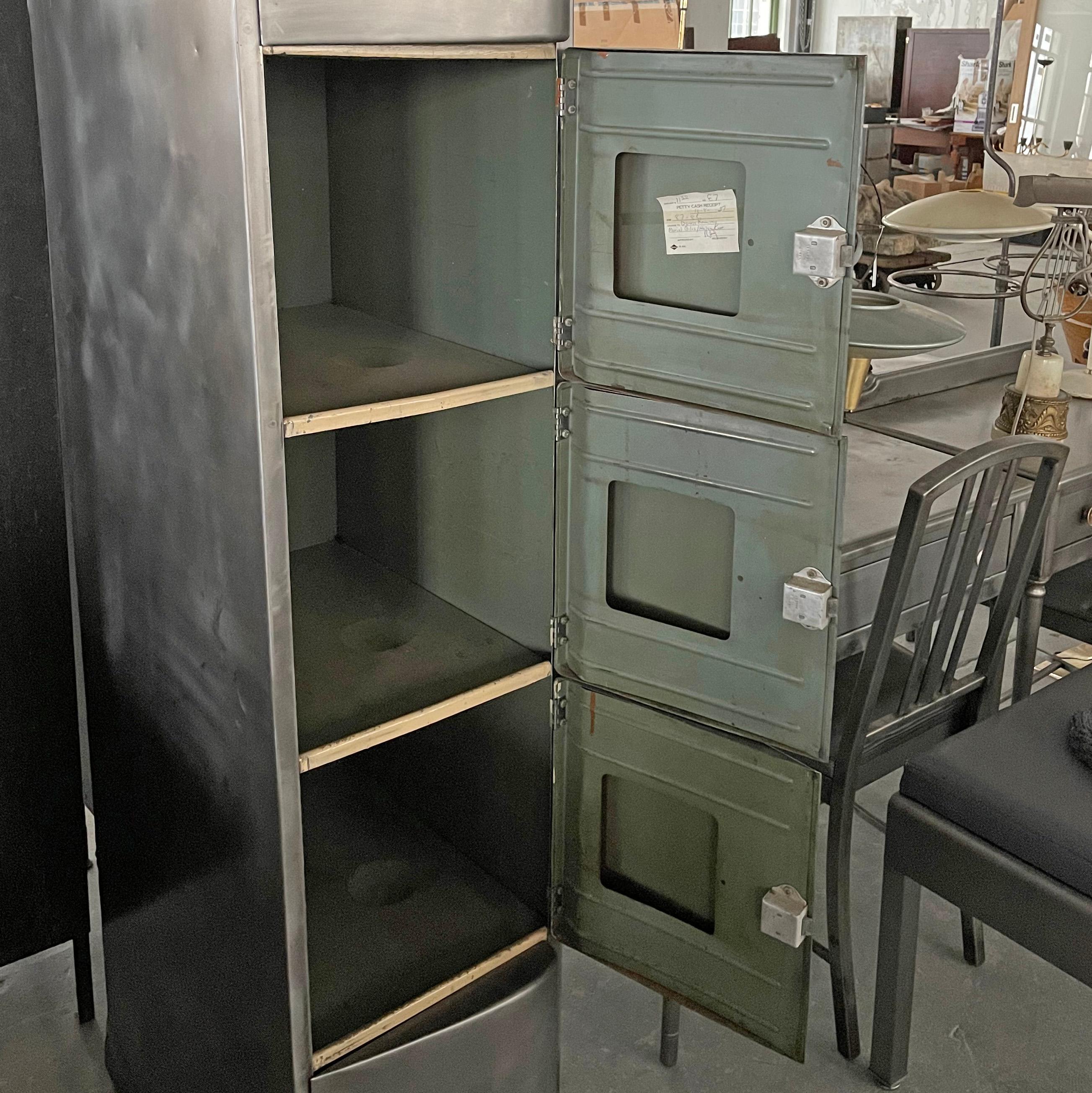 Mid-20th Century Industrial Brushed Steel Brunswick Bowling Locker For Sale