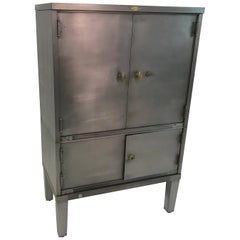 Industrial Brushed Steel and Brass Document Office Cabinet by Art Metal