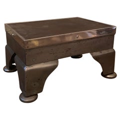 Industrial Brushed Steel And Leather Hospital Foot Stool