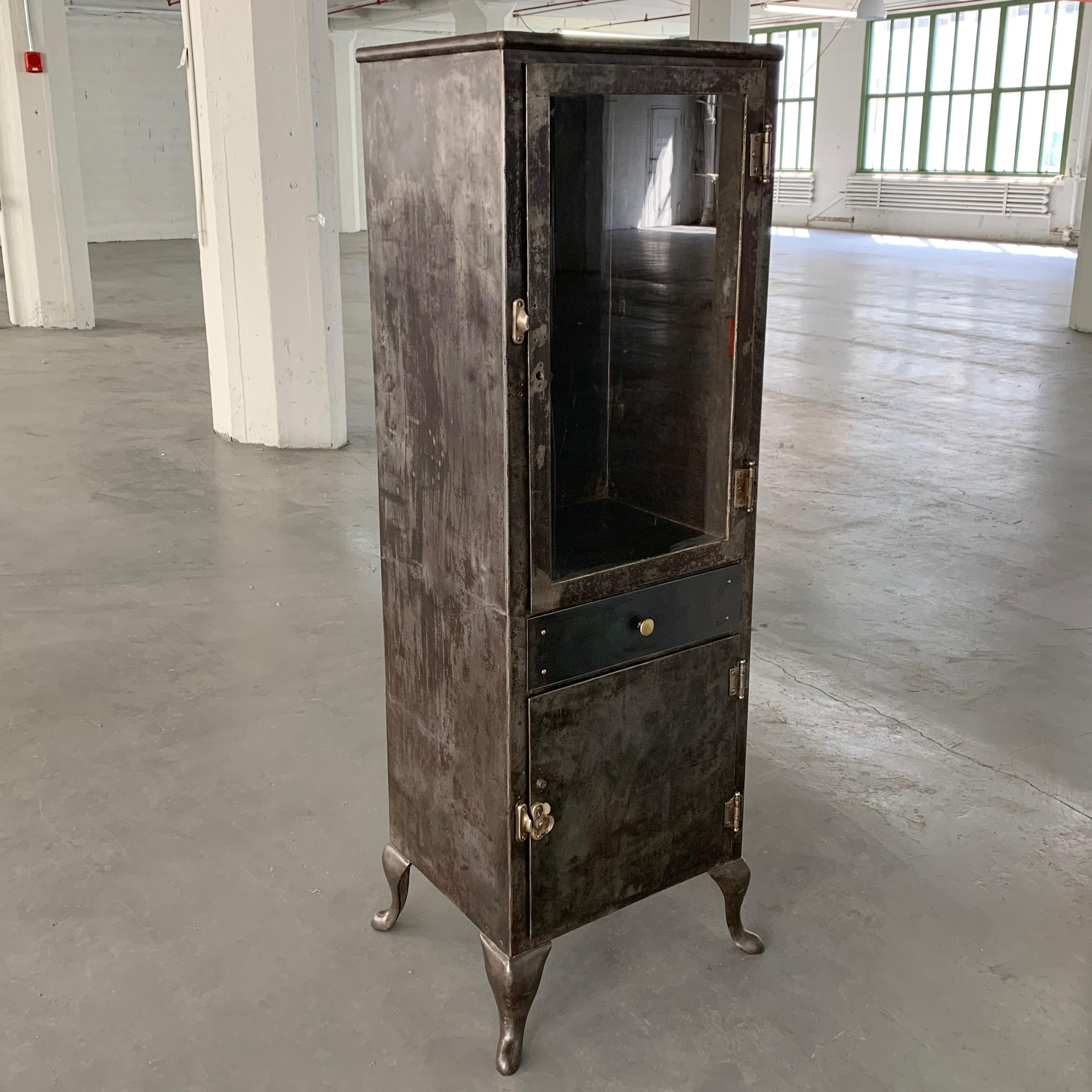 20th Century Industrial Brushed Steel Apothecary Cabinet