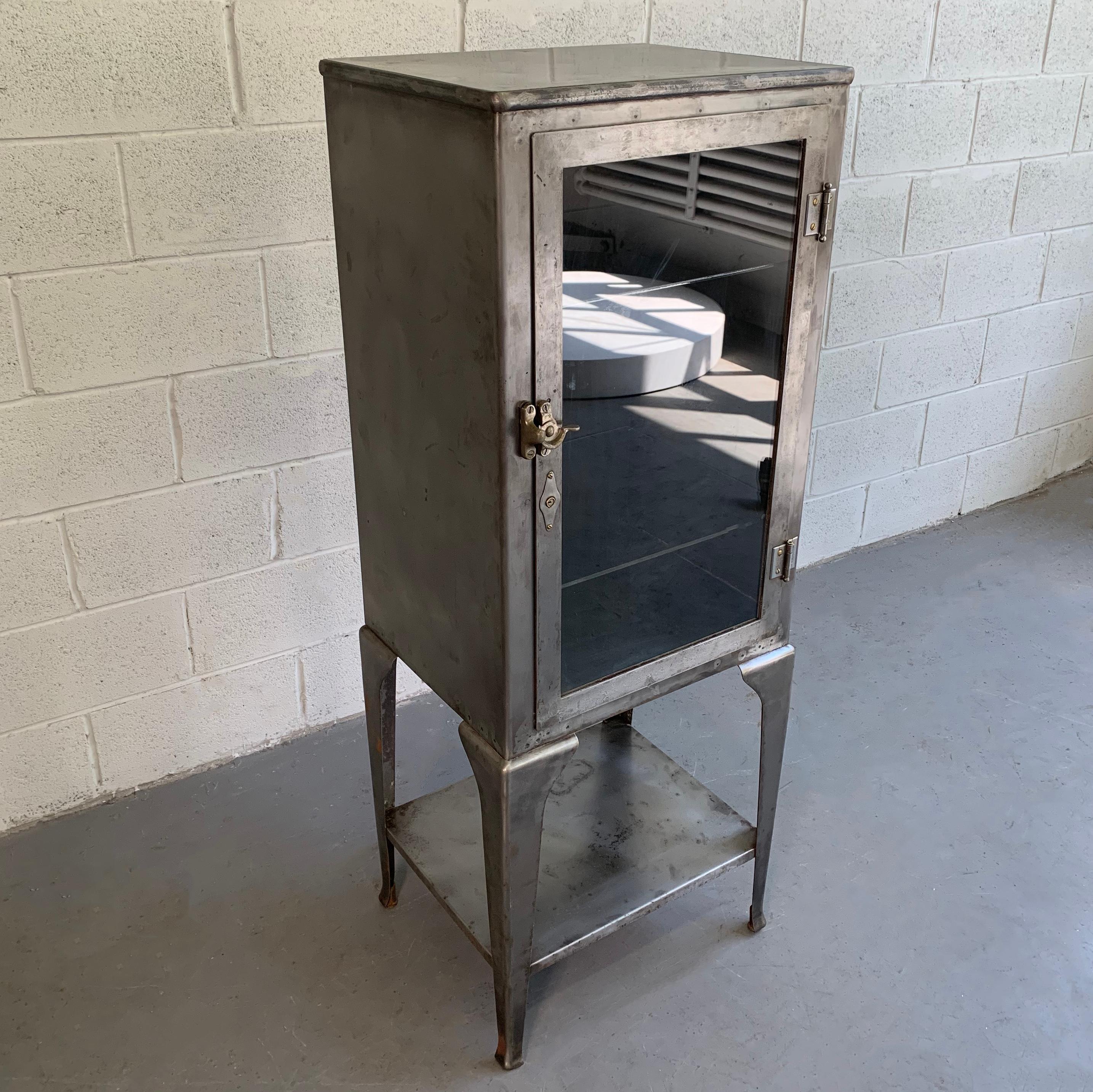 20th Century Industrial Brushed Steel Apothecary Display Cabinet