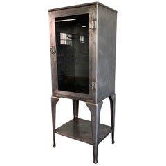 Industrial Brushed Steel Apothecary Display Cabinet