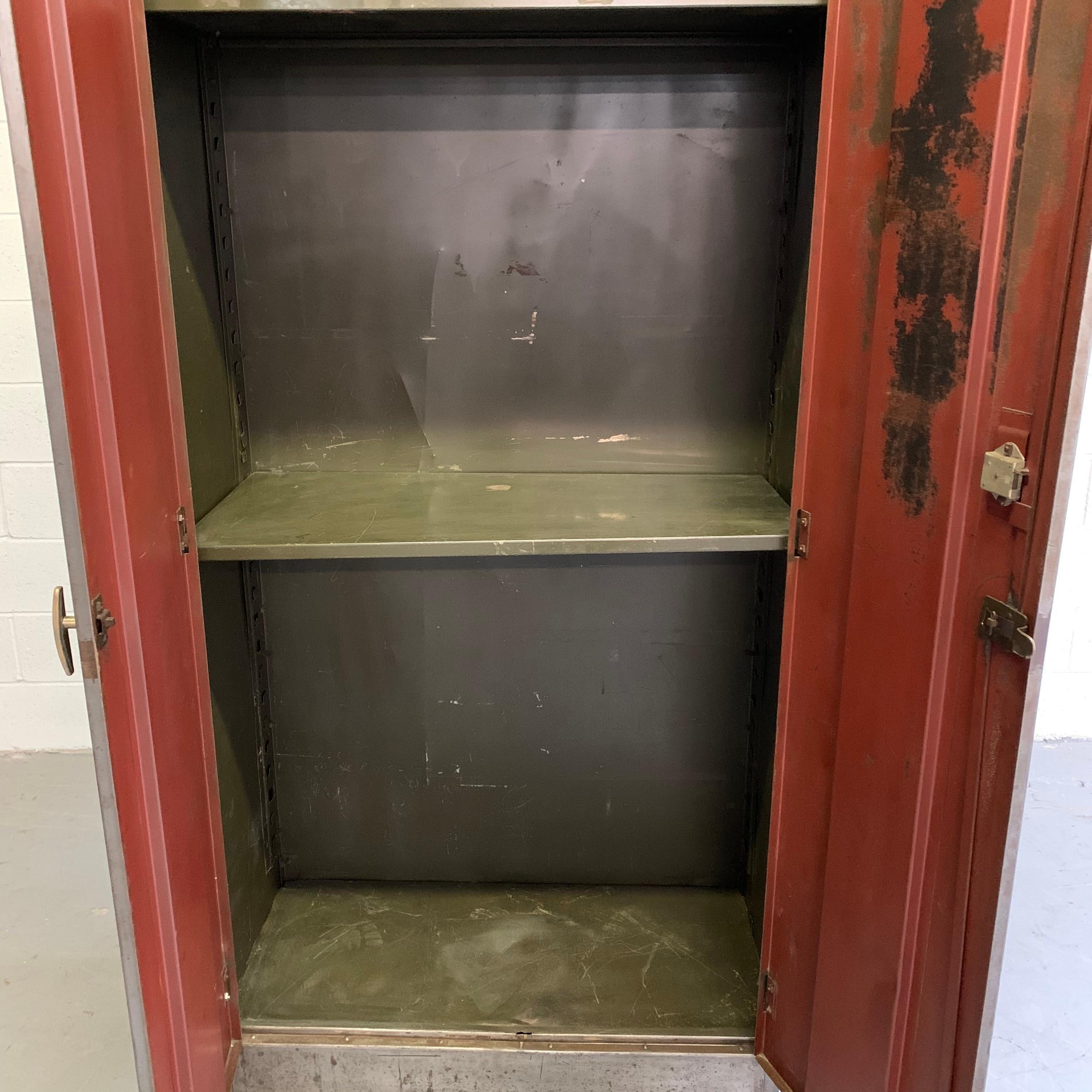 Industrial Brushed Steel Armoire Wardrobe Cabinet In Good Condition In Brooklyn, NY