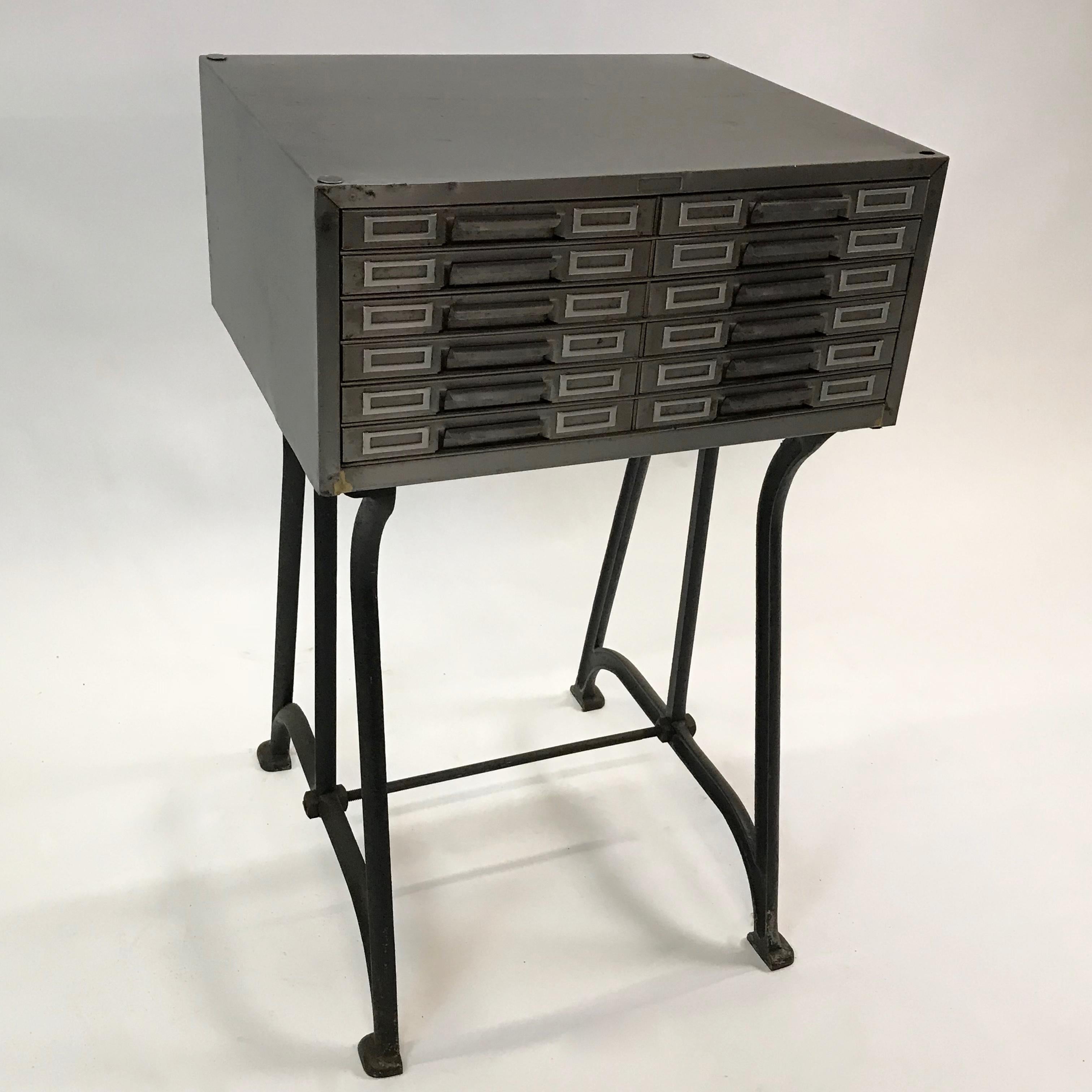 American Industrial Brushed Steel Catalog Archive Cabinet For Sale