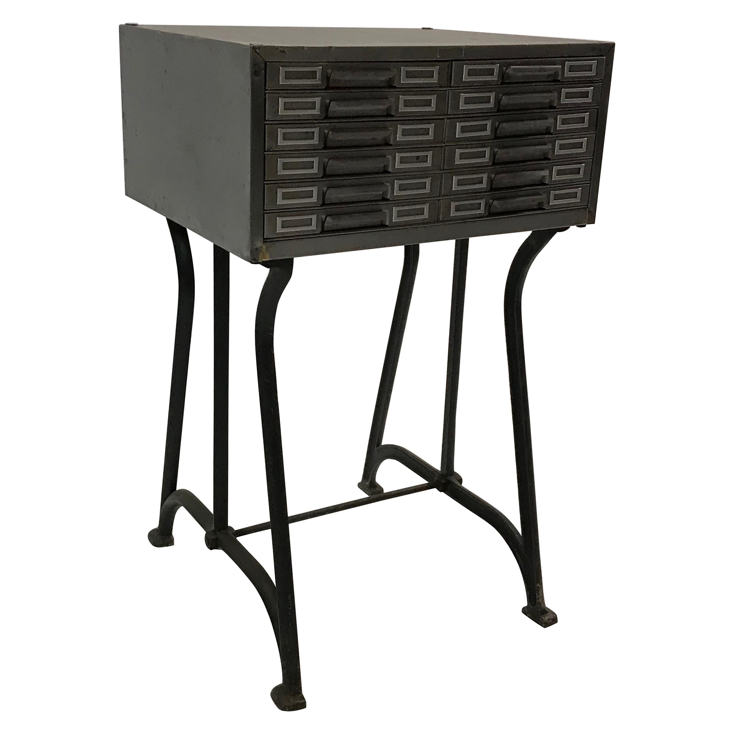 Industrial Brushed Steel Catalog Archive Cabinet For Sale