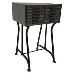 Retro Industrial Brushed Steel Catalog Archive Cabinet