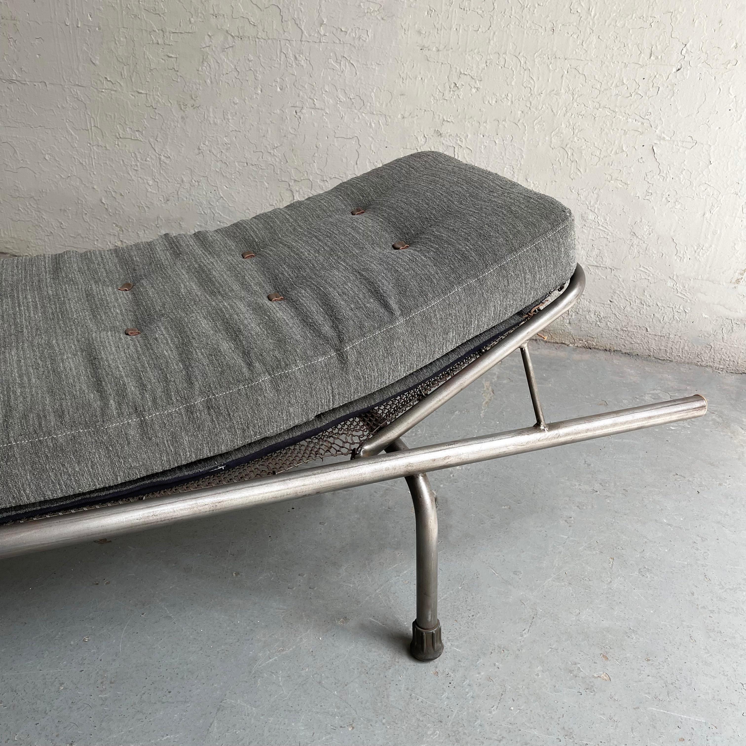 20th Century Industrial Brushed Steel Chaise Longue For Sale